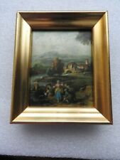old painting painting on silk wooden frame medallion 