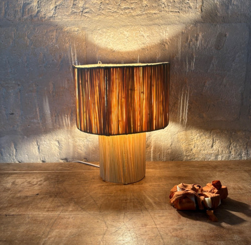 Lampe raphia naturel - en,