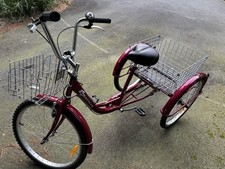 Adult Tricycle, Goplus /Three-wheeled W/Large Size Basket. 24” Wheel, Magenta