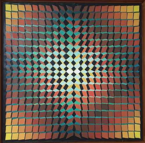 Tableau art optique huile sur - optique/huile,