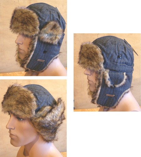 Chapka toque tweed gris rayé - tweed,