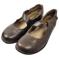 Romika Mary Jane Shoes Womens 11 EU 42 Brown Leather Round Toe Hook & Loop
