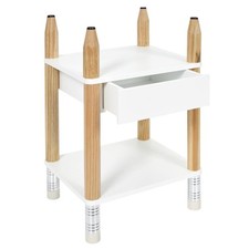 Table de Chevet 1 Tiroir "Crayon" 51cm Blanc