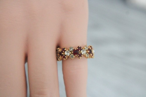 Bague dorée rangs - bague,
