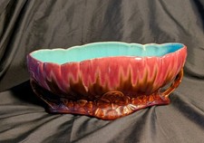 Antique Slipper Planter, Art Nouveau Ceramic Orchies, 501, Pink Brown