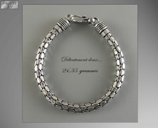 Superbe Bracelet - Maille "écaille" Snake en Argent Massif - B-AR-8 - 19,7 cm