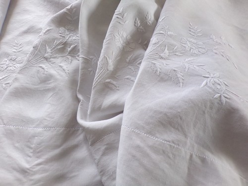 Drap lin monogramme ms - drap, "ms"