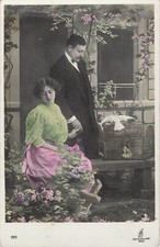 CP COUPLE ELEGANT NEAR CAGE BIRDS DOVE - 65464