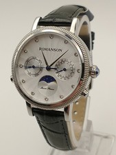 NEW "ROMANSON" MOON PHASE Lady's Top Quality Day/Date Watch,  Sapphire Crystal