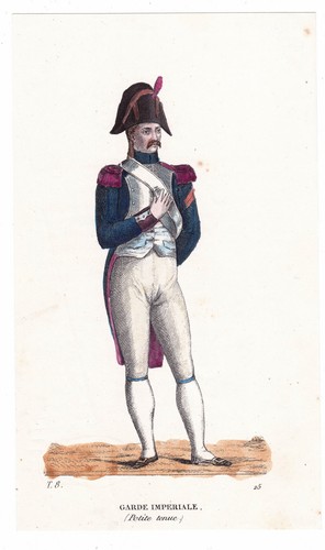Gravure XIXe Uniforme Garde
