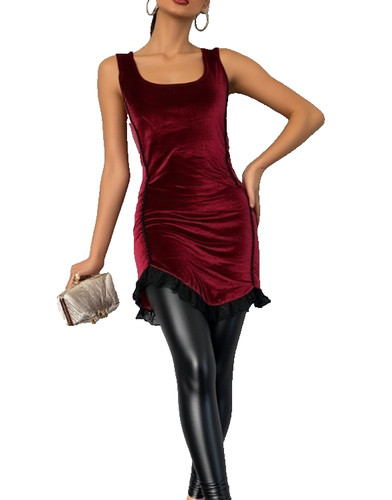 Robe velours avec dentelle - avec,