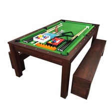 BILLARD AMERICAIN 7FT SNOOKER Rich Vert + PLAN COUVERTURE ET BANCS A CONTENEURS