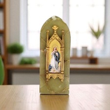 Cadre religieux ancien – Vierge à l’Enfant Marbre et métal doré XIXe siècle