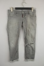 Dsquared2 Gray Cotton Denim Distressed Button Fly Straight Leg Jeans Size 42