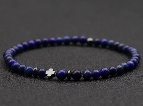 Bracelet perles lapis - de,