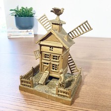 Antique cast iron piggy bank 1910 - windmill with character - country decoration