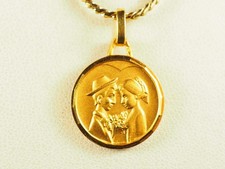 MEDAILLE ANCIENNE PLAQUE OR LES AMOUREUX DE PEYNET VINTAGE GOLD PLATE MEDAL