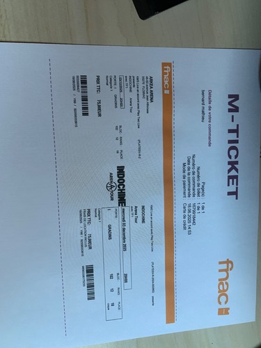 Billet concert indochine - billet,