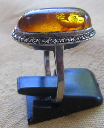 Bague argent massif ambre - massif,