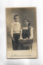 70 - Old photo on stand, of 2 young people. Studio J. PERRIN in LUXEUIL