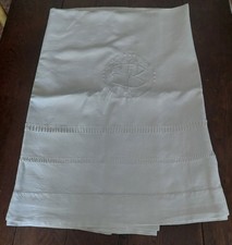 Antique Linen Sheet 210 X 290cm Monogram BT