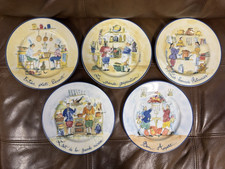 5 Williams Sonoma Salad Dessert Plates French Chef Scene La Grande Cuisine 7.75"