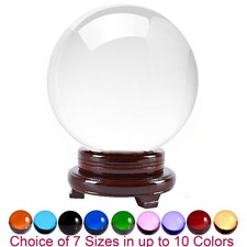 Amlong Crystal Meditation Divination Sphere Crystal Ball with Wood Stand