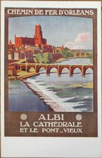 Albi, Cathedrale/Pont-Vieux 1910 French Poster Art Railroad Advertising Postcard