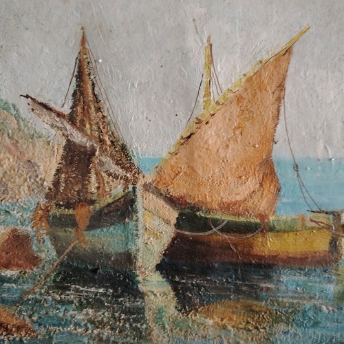 Belle huile sur toile bateau - sur,