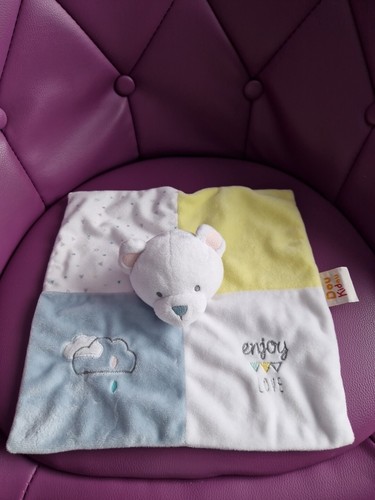 Doudou plat ours - blanc, et