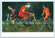 "BLIKKEN FIETSERS" Artist Hermanus Berserik BICYCLES Tin Cyclists 4"x6" Postcard