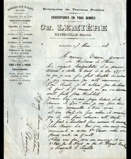 RAVENOVILLE (50) Ets PUBLIC WORKS / ROOF COVER "Ch. LEMIERE" in 1898