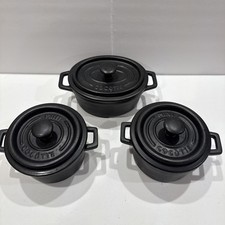 Cocotte 3 Mini Nouvelle Cuisine Dutch Oven Ceramic Pot Dish Lids 3.5" & 5" Lot