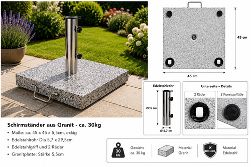 Pied parasol granit - pied, en