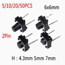 6x6mm Momentary Tactile Tact Push Button Switch 4.3mm 5mm 7mm 2Pin Through Hole