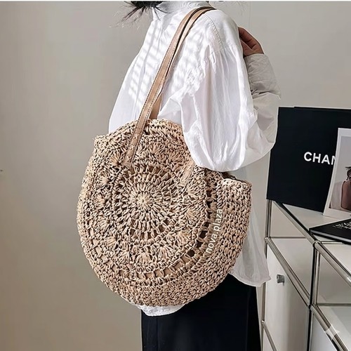 Sac plage rond - sac, paille
