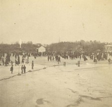 G0707~ NEW YORK Central Park Winter Ice Skating Stereoview