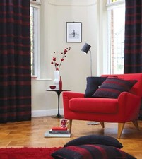 Arlington rideaux avec oeillets en haut rouge, entièrement doublé