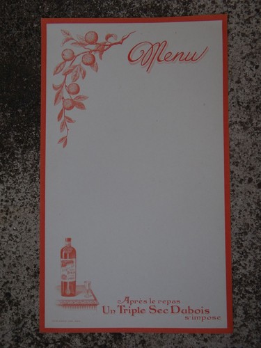 Menu triple sec - menu, no