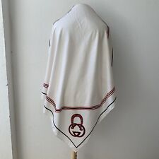 VTG GUCCI CHECK LOGO WHITE SQUARE Silk scarf 35/34 in MADE IN ITALY #A31