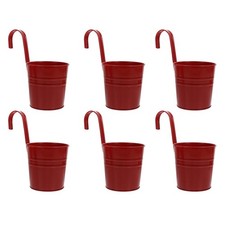 6 Pièces Seau à Fleurs Suspendu en Étain Fleur Vase Jardin Balcon Panier De J...