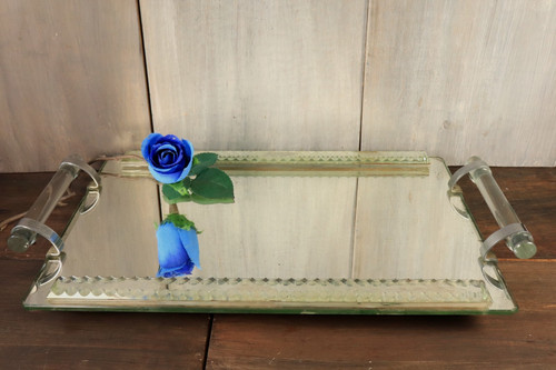 Ancien plateau verre miroir - en,
