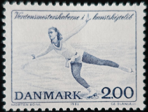 Timbre danemark patinage - timbre,