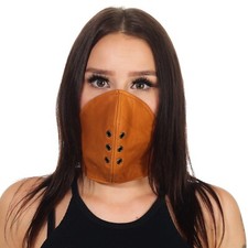 Biker Cuir Masque Bdsm Masque Protection de Bouche Vent Gay Fétiche Fête Braun