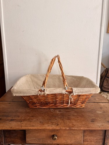 Panier manne osier - tressé, lin