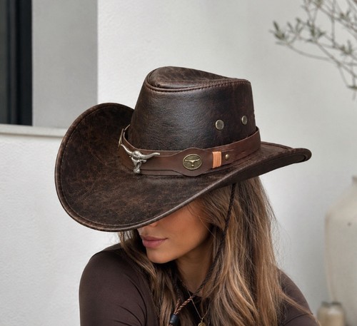 Chapeau similicuir cowboy - , /