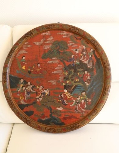 Plaque circulaire polychrome - plaque,