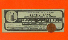 PARIS (09°) SEPTIC TANK "SEPTIC TANK" SMALL ADVERTISING 1909