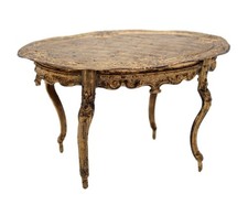 Vintage Louis XV Style Miniature Dollhouse Brass Gold Tone Oval Table RARE