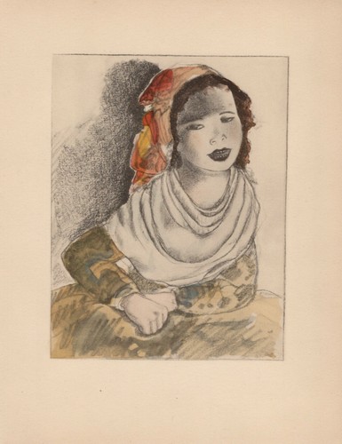 Jeune fille lithographie - fille,